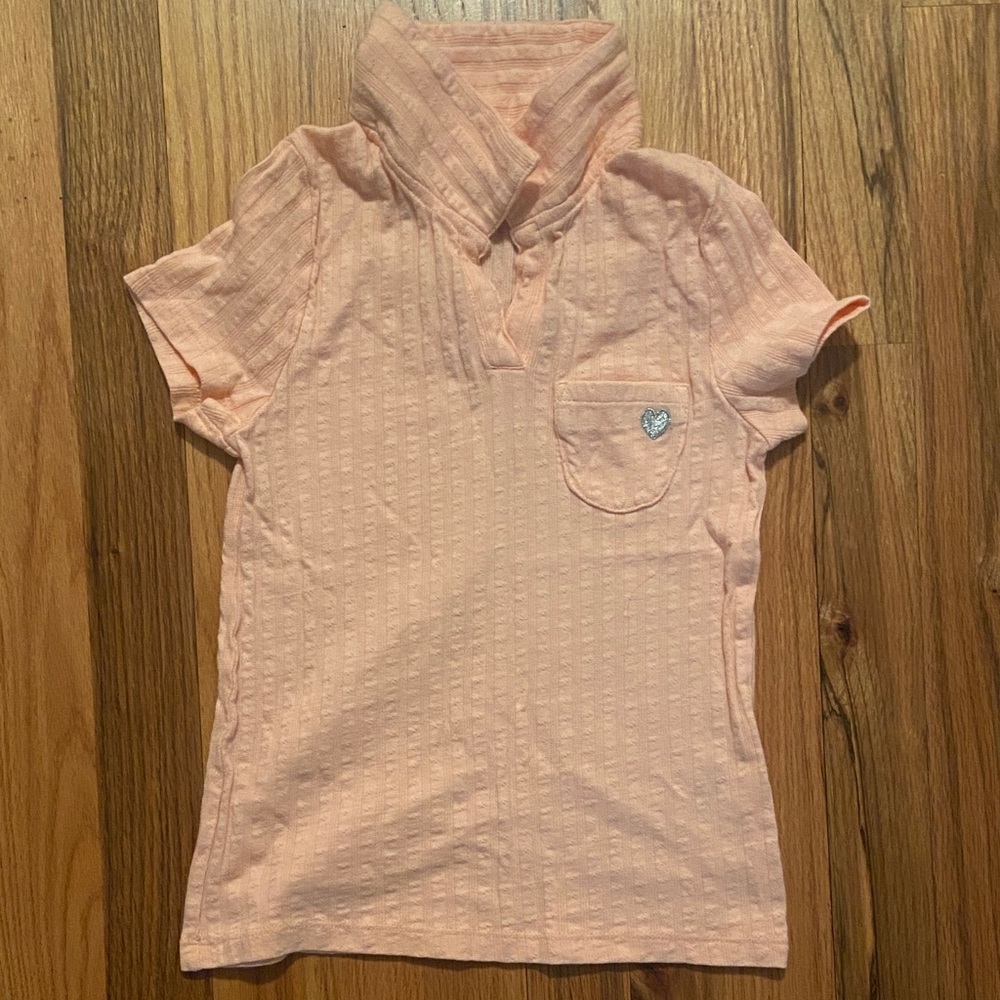 Charming Peach Kids Polo with Pocket